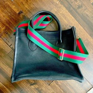 Pebbled Black Hand Stitched Leathered Tote